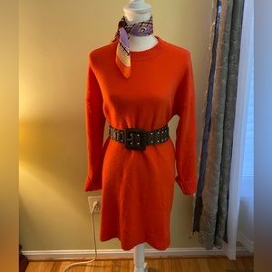 ASOS Orange Orange Bell Sleeve Knit Sweater Dress Size 8